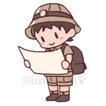探検するかわいい男の子,かわいい,地図,探検,男の子のイラスト素材