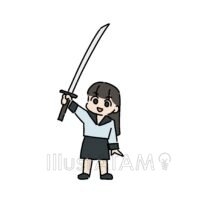 日本刀を持つ女,女の子,日本刀のイラスト素材