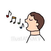 歌を歌う,横顔,歌う,趣味,音楽,音符のイラスト素材