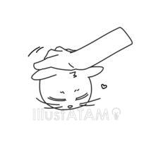 正面から頭を撫でる