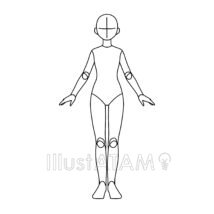 正面向きの立ち絵,アタリ,ポーズ,正面,立ち絵のイラスト素材