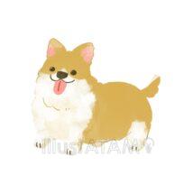 水彩風コーギー