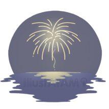 水面に映る花火