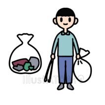清掃ボランティア,ボランティア,人物,公園,掃除,男性のイラスト素材