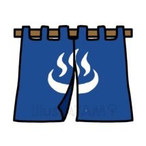 温泉暖簾（青色）