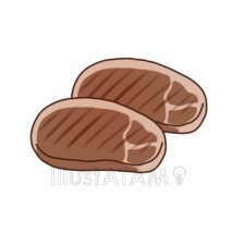 焼いた豚肉,豚肉のイラスト素材