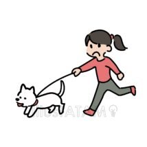 犬の散歩する女の子,おでかけ,女の子,子供,子犬,散歩,犬の散歩,走るのイラスト素材