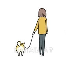 犬の散歩（後ろ姿）,おでかけ,後ろ姿,散歩,柴犬,犬,犬の散歩のイラスト素材