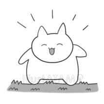白黒のお絵かき,お絵かき,キャラクター,モノクロ,動物,猫,白黒,笑顔のイラスト素材