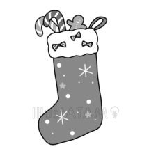 白黒のクリスマス靴下