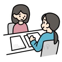 窓口の相談,会話,受付,女性,書類,相談のイラスト素材