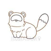 簡単なかわいいタヌキ（線画）