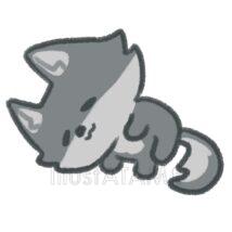 簡単なゆるいオオカミ（黒色・昼寝）