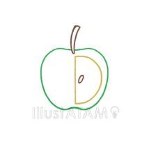 簡単なりんご（線画・青色）