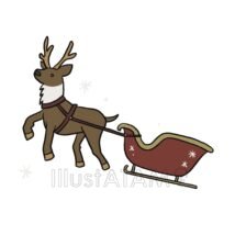 簡単なソリを引くトナカイ,クリスマス,ソリ,トナカイのイラスト素材