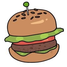 簡単なハンバーガー,かわいい,ハンバーガー,ランチ,食べ物のイラスト素材