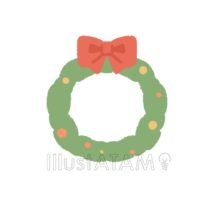 簡単なリース,クリスマス,リース,リボン,冬,手書きのイラスト素材