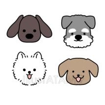 簡単な可愛いゆるい犬,かわいい犬,ゆるい犬,動物の顔,犬,簡単な犬のイラスト素材