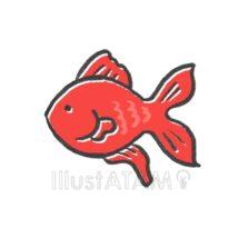 簡単な手書きのかわいい金魚（赤色）