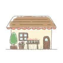 簡単な花屋,お店,かわいい,建物,花,花屋のイラスト素材