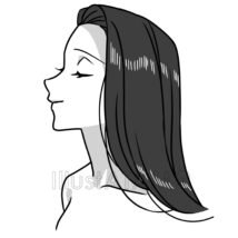 美しい女性の横顔（モノクロ）