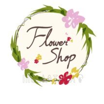 花屋の看板,おしゃれ,フレーム,リース,ロゴ,植物,看板,花,花屋のイラスト素材