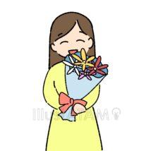 花束を持つ女性