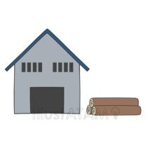 資材倉庫,工場,資材のイラスト素材