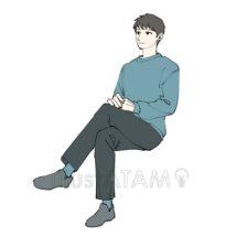 足を組んで座る