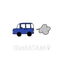 車の排気ガス（青色）