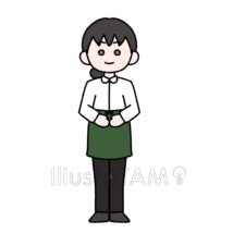 飲食店の店員,エプロン,レストラン,働く,制服,女性,店員,飲食店のイラスト素材